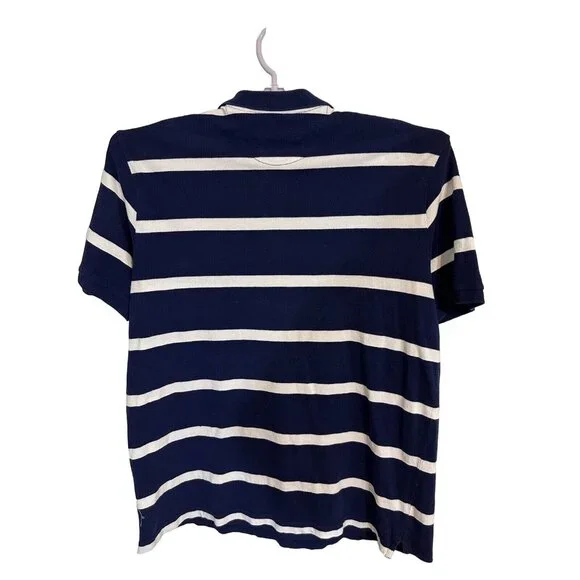 Chaps by Ralph Lauren Men’s Polo Golf 2 Button Shirt Size XL Navy White Stripe - Picture 2 of 10